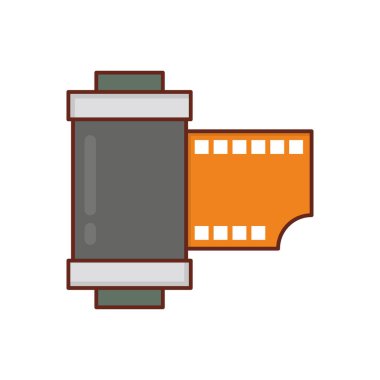 Şeffaf arkaplan üzerinde makara vektörü çizimi. Konsept ve grafik tasarımı için vektör çizgisi düz simgesi 