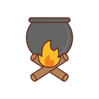 Saydam bir arkaplan üzerinde kazan vektörü çizimi. Konsept ve grafik tasarımı için vektör çizgisi düz simgesi. 