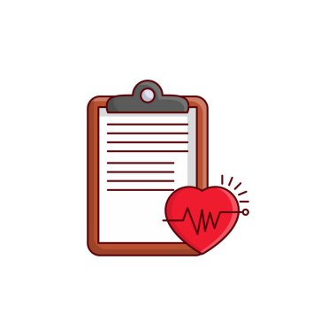 Şeffaf bir arkaplanda kalp atışı vektörü çizimi. Konsept ve grafik tasarım için vektör çizgisi düz simgesi