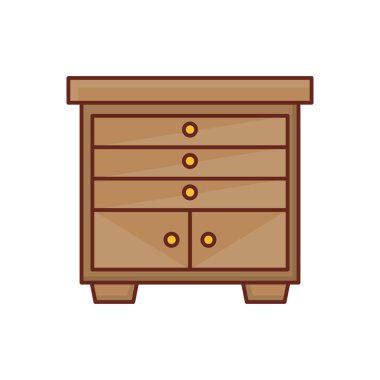 Şeffaf bir arkaplan üzerinde kabine vektörü illüstrasyonu. Konsept ve grafik tasarım için vektör çizgisi düz simgesi 