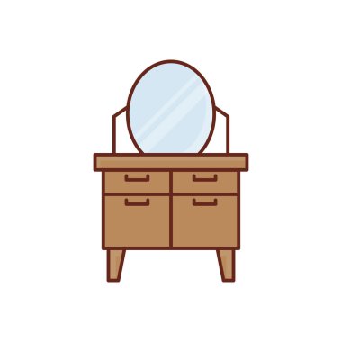 Şeffaf bir arkaplanda ayna vektörü çizimi. Konsept ve grafik tasarım için vektör çizgisi düz simgesi. 