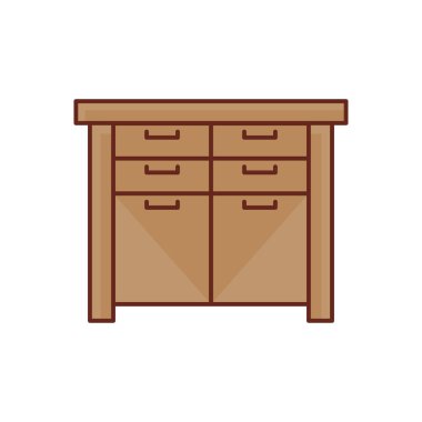 Şeffaf bir arkaplan üzerinde çekmece vektörü illüstrasyonu. Konsept ve grafik tasarım için vektör çizgisi düz simgesi. 