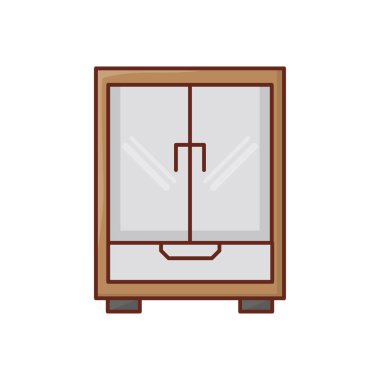 Şeffaf arkaplan üzerinde dolap vektörü illüstrasyonu. Konsept ve grafik tasarım için vektör çizgisi düz simgesi.