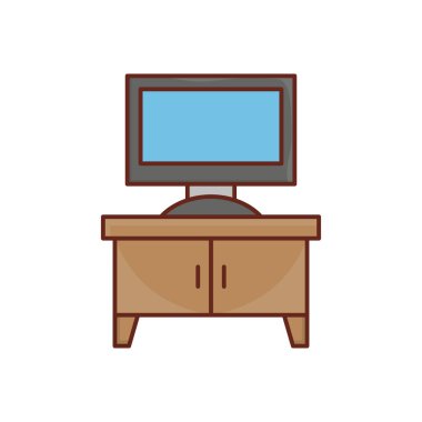 Saydam bir arkaplan üzerinde lcd masa vektörü çizimi. Konsept ve grafik tasarım için vektör çizgisi düz simgesi.