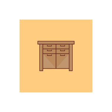 Şeffaf bir arkaplan üzerinde çekmece vektörü illüstrasyonu. Konsept ve grafik tasarım için vektör çizgisi düz simgesi.