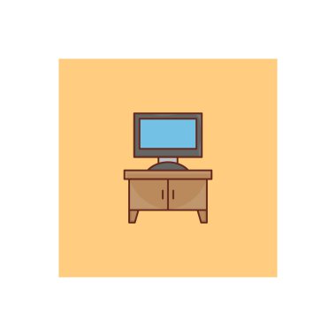 Saydam bir arkaplan üzerinde lcd masa vektörü çizimi. Konsept ve grafik tasarım için vektör çizgisi düz simgesi.