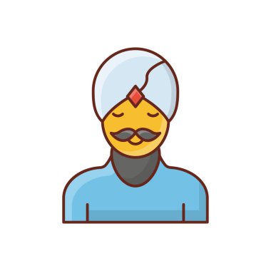 Saydam bir arkaplan üzerinde Sikh Vektör illüstrasyonu. Konsept ve grafik tasarım için vektör çizgisi düz simgesi.