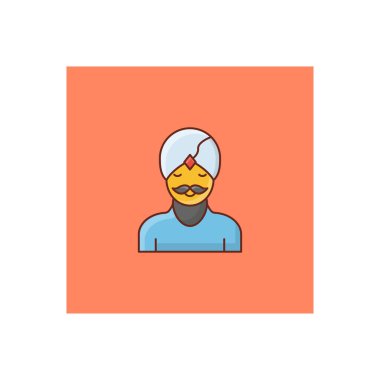 Saydam bir arkaplan üzerinde Sikh Vektör illüstrasyonu. Konsept ve grafik tasarım için vektör çizgisi düz simgesi.