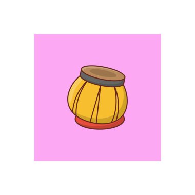 Şeffaf arkaplan üzerinde davul vektörü illüstrasyonu. Konsept ve grafik tasarım için vektör çizgisi düz simgesi.