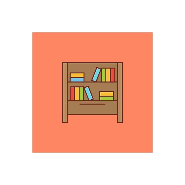 Bookshelf Ilustração Vetorial Fundo Transparente Ícone Plano Linha Syms Vector — Vetor de Stock