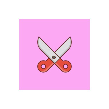 Saydam bir arkaplanda makas vektör çizimi. Konsept ve grafik tasarım için vektör çizgisi düz simgesi. 