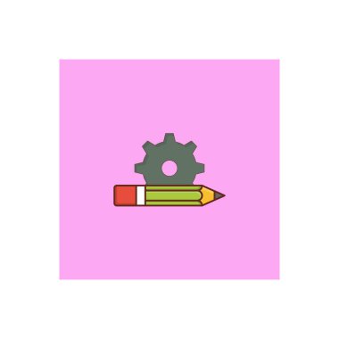 Şeffaf bir arkaplan üzerinde kalem ayarlama vektör çizimi. Konsept ve grafik tasarım için vektör çizgisi düz simgesi.