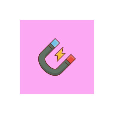 Şeffaf bir arkaplanda mıknatıs vektör çizimi. Konsept ve grafik tasarım için vektör çizgisi düz simgesi. 