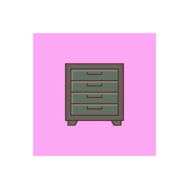 Şeffaf bir arkaplan üzerinde çekmece vektörü illüstrasyonu. Konsept ve grafik tasarım için vektör çizgisi düz simgesi. 