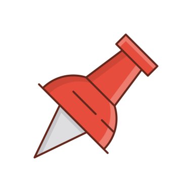 Şeffaf bir arkaplana pin vektör illüstrasyonunu iliştir. Konsept ve grafik tasarım için vektör çizgisi düz simgesi.