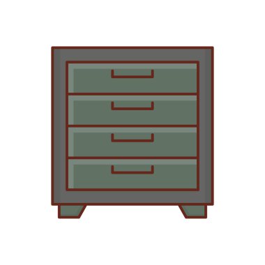 Şeffaf bir arkaplan üzerinde çekmece vektörü illüstrasyonu. Konsept ve grafik tasarım için vektör çizgisi düz simgesi. 