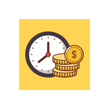 Saydam bir arkaplanda dolar zaman vektör illüstrasyonu. Konsept ve grafik tasarım için vektör çizgisi düz simgesi.