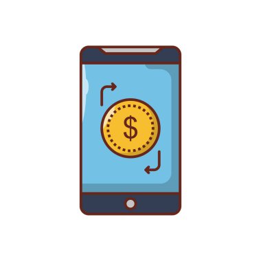 Saydam bir arkaplan üzerinde dolar transferi vektör illüstrasyonu. Konsept ve grafik tasarım için vektör çizgisi düz simgesi..