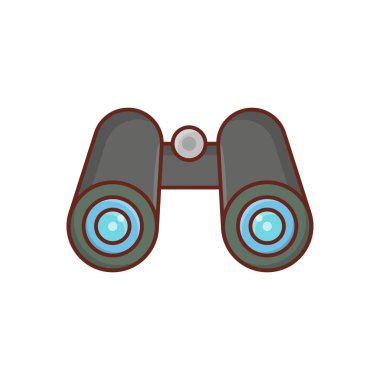 Şeffaf arkaplan üzerinde binoküler Vektör çizimi. Konsept ve grafik tasarım için vektör çizgisi düz simgesi. 