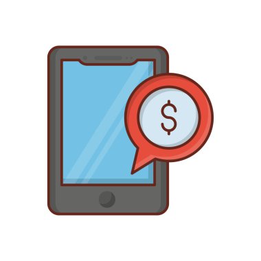 Şeffaf bir arkaplan üzerinde mobil bildirim vektör illüstrasyonu. Konsept ve grafik tasarım için vektör çizgisi düz simgesi.