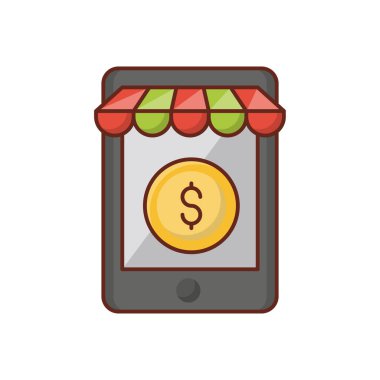 Şeffaf bir arkaplan üzerinde çevrimiçi ödeme vektör illüstrasyonu. Konsept ve grafik tasarım için vektör çizgisi düz simgesi.