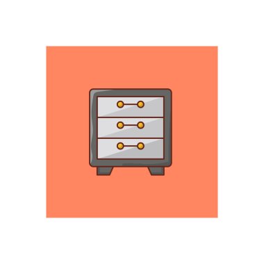 Şeffaf bir arkaplan üzerinde çekmece vektörü illüstrasyonu. Konsept ve grafik tasarım için vektör çizgisi düz simgesi. 