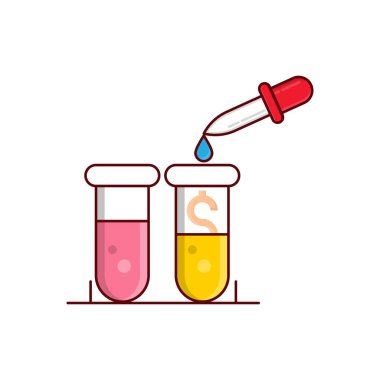 Şeffaf bir arkaplan üzerinde test tübü vektör çizimi. Konsept ve grafik tasarım için vektör çizgisi düz simgesi.