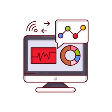 Şeffaf bir arkaplan üzerinde analitik vektör illüstrasyonunu izleyin. Konsept ve grafik tasarım için vektör çizgisi düz simgesi.