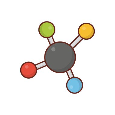 Şeffaf bir arkaplanda molekül vektör çizimi. Konsept ve grafik tasarım için vektör çizgisi düz simgesi.