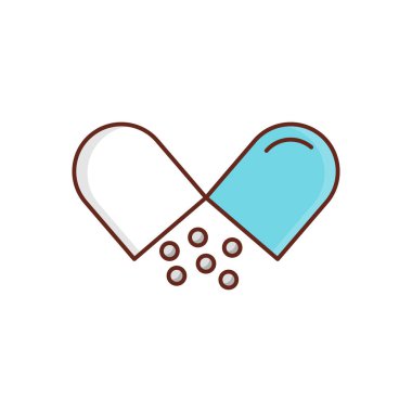 Şeffaf bir arkaplan üzerinde kapsül vektör çizimi. Konsept ve grafik tasarım için vektör çizgisi düz simgesi.