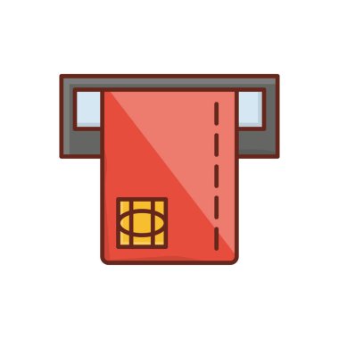 Şeffaf bir arkaplanda atm vektör illüstrasyonu. Konsept ve grafik tasarım için vektör çizgisi düz simgesi.