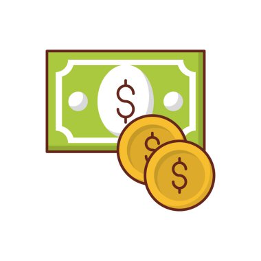 Saydam bir arkaplanda dolar vektör çizimi. Konsept ve grafik tasarım için vektör çizgisi düz simgesi.. 