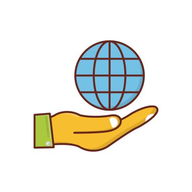 Şeffaf bir arkaplanda küresel bakım vektörü çizimi. Konsept ve grafik tasarım için vektör çizgisi düz simgesi.