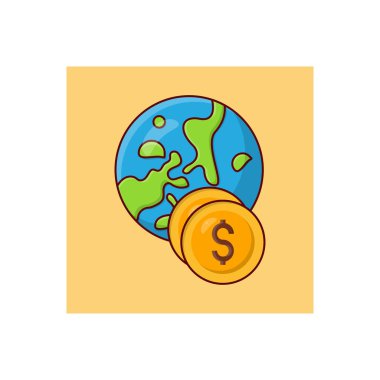 Şeffaf bir arkaplanda küresel dolar vektör çizimi. Konsept ve grafik tasarım için vektör çizgisi düz simgesi.