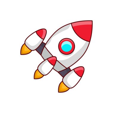 Şeffaf arkaplan üzerinde roket vektörü çizimi. Konsept ve grafik tasarım için vektör çizgisi düz simgesi.