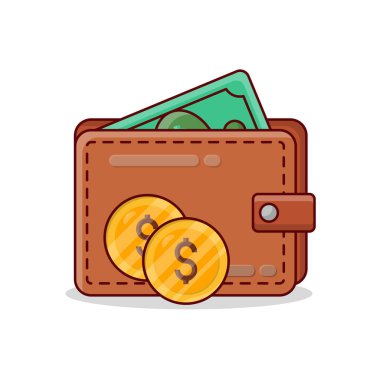 Saydam bir arkaplanda cüzdan vektörü çizimi. Konsept ve grafik tasarım için vektör çizgisi düz simgesi.