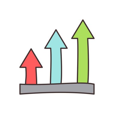 Şeffaf bir arkaplan üzerinde grafik büyüme vektörü illüstrasyonu. Konsept ve grafik tasarımı için vektör çizgisi düz simgesi.