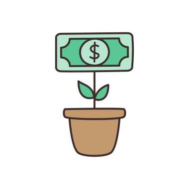 Saydam bir arkaplanda dolar büyüme vektörü çizimi. Konsept ve grafik tasarım için vektör çizgisi düz simgesi.