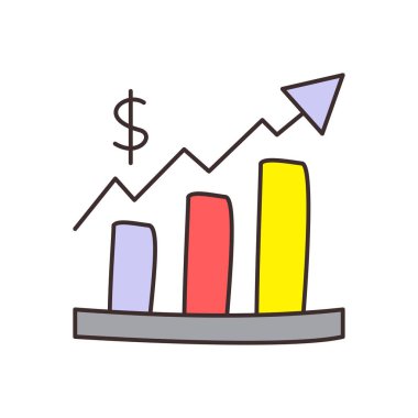 Şeffaf bir arkaplan üzerinde grafik büyüme vektörü illüstrasyonu. Konsept ve grafik tasarımı için vektör çizgisi düz simgesi.