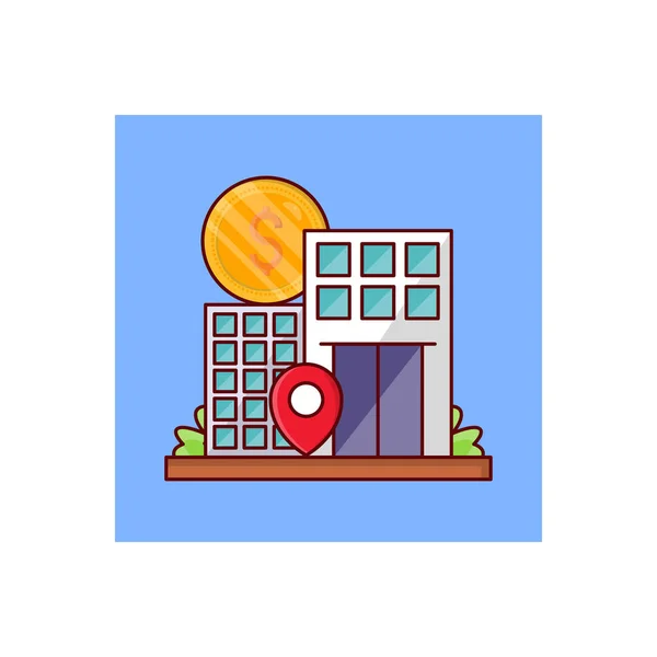 Edificio Ubicación Vector Ilustración Sobre Fondo Transparente Premium Calidad Simbols — Vector de stock