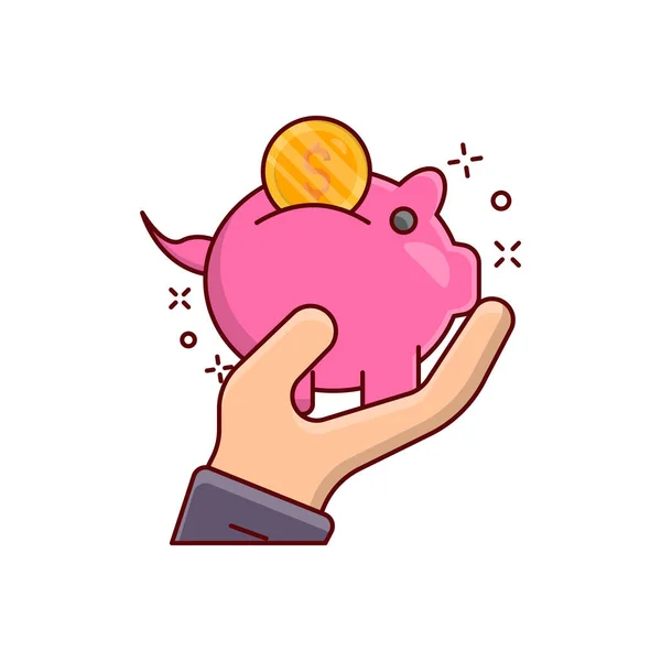 Ilustração Vetor Banco Piggy Fundo Transparente Ícone Liso Linha Syms — Vetor de Stock