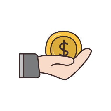 Saydam bir arkaplan üzerinde dolar ödeme vektör çizimi. Konsept ve grafik tasarım için vektör çizgisi düz simgesi..