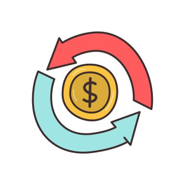 Saydam bir arkaplanda dolar değişim vektör çizimi. Konsept ve grafik tasarım için vektör çizgisi düz simgesi..