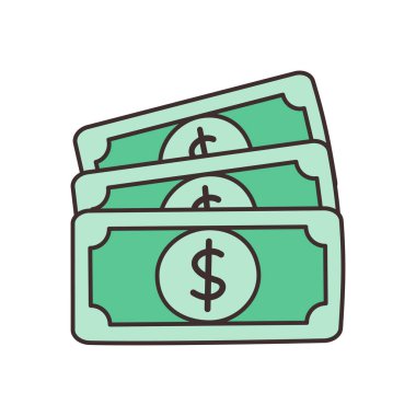 Saydam bir arkaplanda dolar vektör çizimi. Konsept ve grafik tasarım için vektör çizgisi düz simgesi..