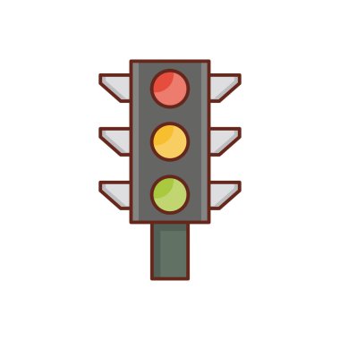 Şeffaf bir arkaplan üzerinde trafik ışığı vektör çizimi. Konsept ve grafik tasarım için vektör çizgisi düz simgesi. 
