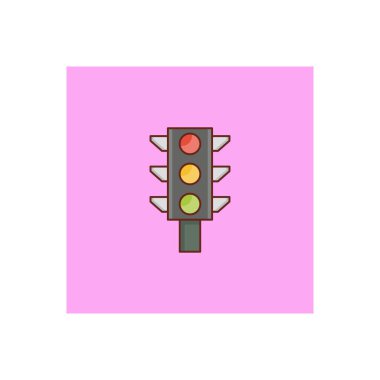 Şeffaf bir arkaplan üzerinde trafik ışığı vektör çizimi. Konsept ve grafik tasarım için vektör çizgisi düz simgesi. 