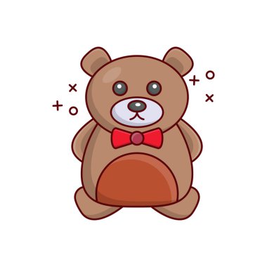 Şeffaf bir arkaplan üzerinde oyuncak ayı vektörü çizimi. Konsept ve grafik tasarımı için vektör çizgisi düz simgesi..