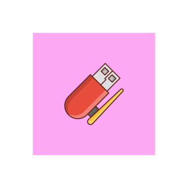 Saydam bir arkaplan üzerinde usb vektör illüstrasyonu. Konsept ve grafik tasarım için vektör çizgisi düz simgesi. 