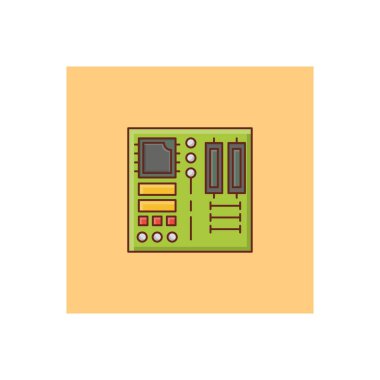 Şeffaf bir arkaplan üzerinde anakart vektör çizimi. Konsept ve grafik tasarım için vektör çizgisi düz simgesi.. 