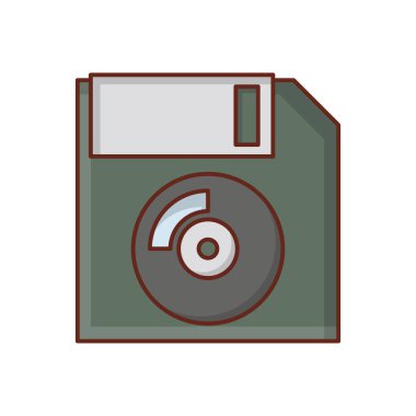 Şeffaf bir arkaplanda disket vektör çizimi. Konsept ve grafik tasarım için vektör çizgisi düz simgesi.